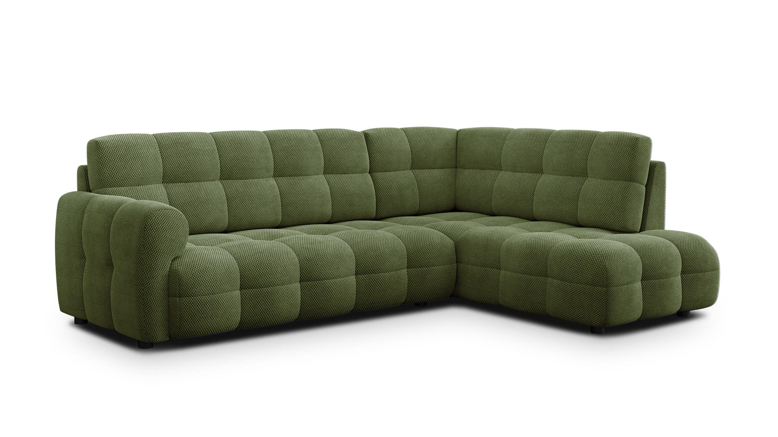ECKSOFA MELLOW 5-Sitzer, olive - Schwarz/Grün, Holz/Textil (283/191cm) - Courtois Laville