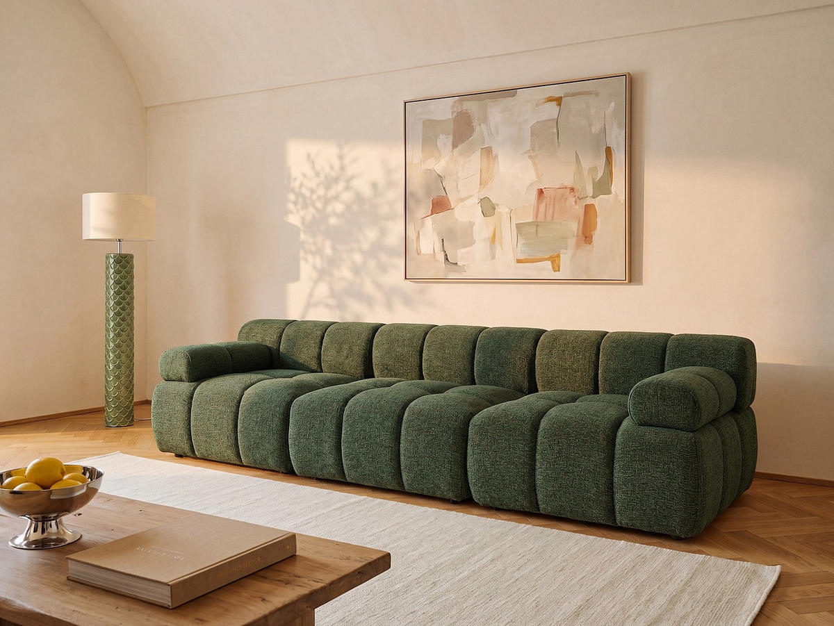MODULIERBARES Sofa - 4 Personen - stoff - grün Facivil - Grün, Kunststoff/Textil (282/70/94cm) - Vente-Unique