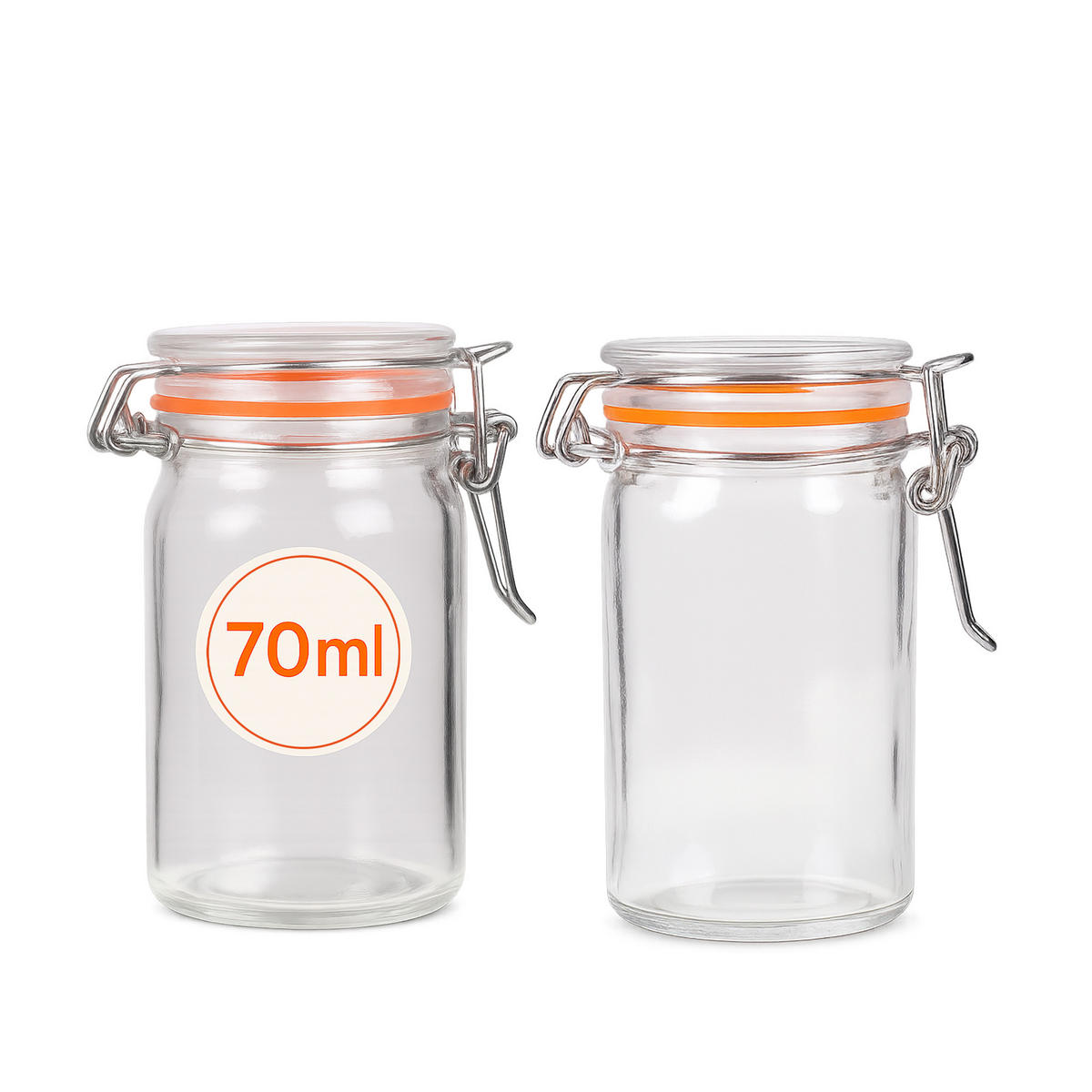 EINMACHGLAS-SET mit Bügelverschluss 70ml 2er-Pack - Transparent, Glas (0.07L)