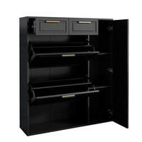SCHUHSCHRANK 95/24/107 cm in Schwarz mit Schubladen und verstellbaren Regalen - Schwarz, Holzwerkstoff (95/107/24cm) - Flora Grace
