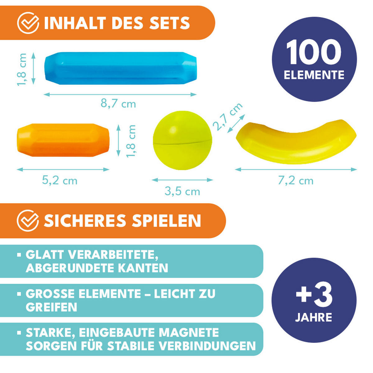 MAGNETISCHE BAUSTEINE 100 Teile - Rot/Multicolor, Kunststoff (5/5cm) - KRUMAD