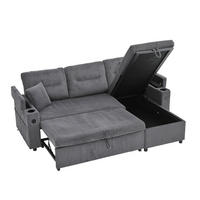 SOFA 212,5/136/86 cm aus Cord mit Stauraum und USB-C - Anthrazit, Textil (136/86/212.5cm) - Flora Grace
