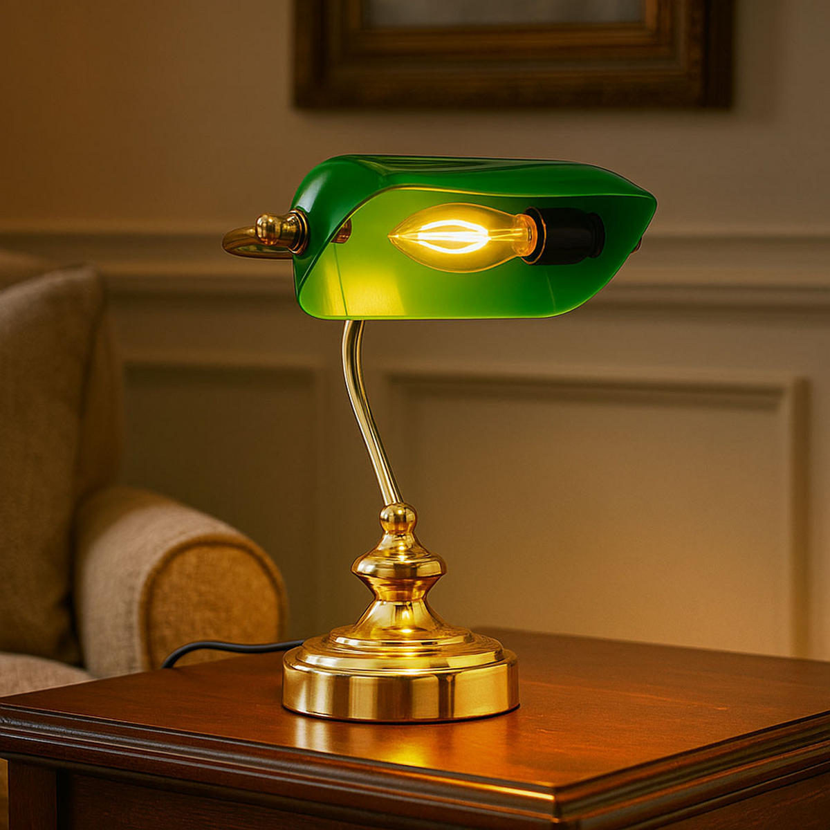 LED TISCHLEUCHTE Messing Grün - Grün, Metall (19/16.5/24cm) - Globo Lighting