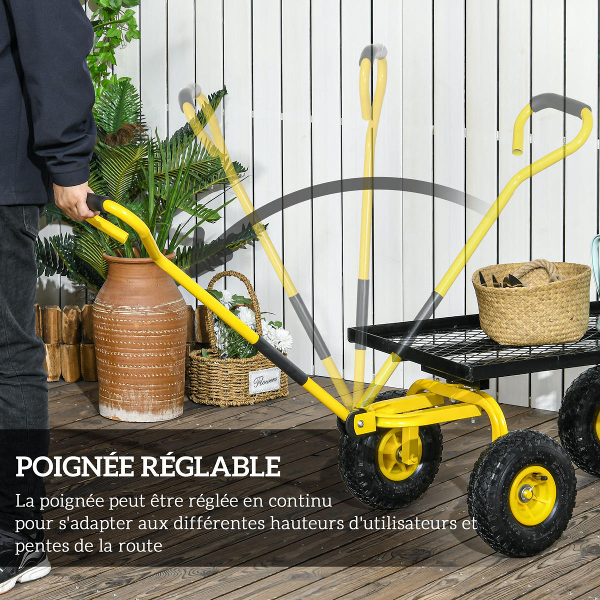 TRANSPORTWAGEN DE-17583 150 kg, 4 Luftreifen Gelb - Gelb, Metall (48.5/100/94cm) - ComfortXL