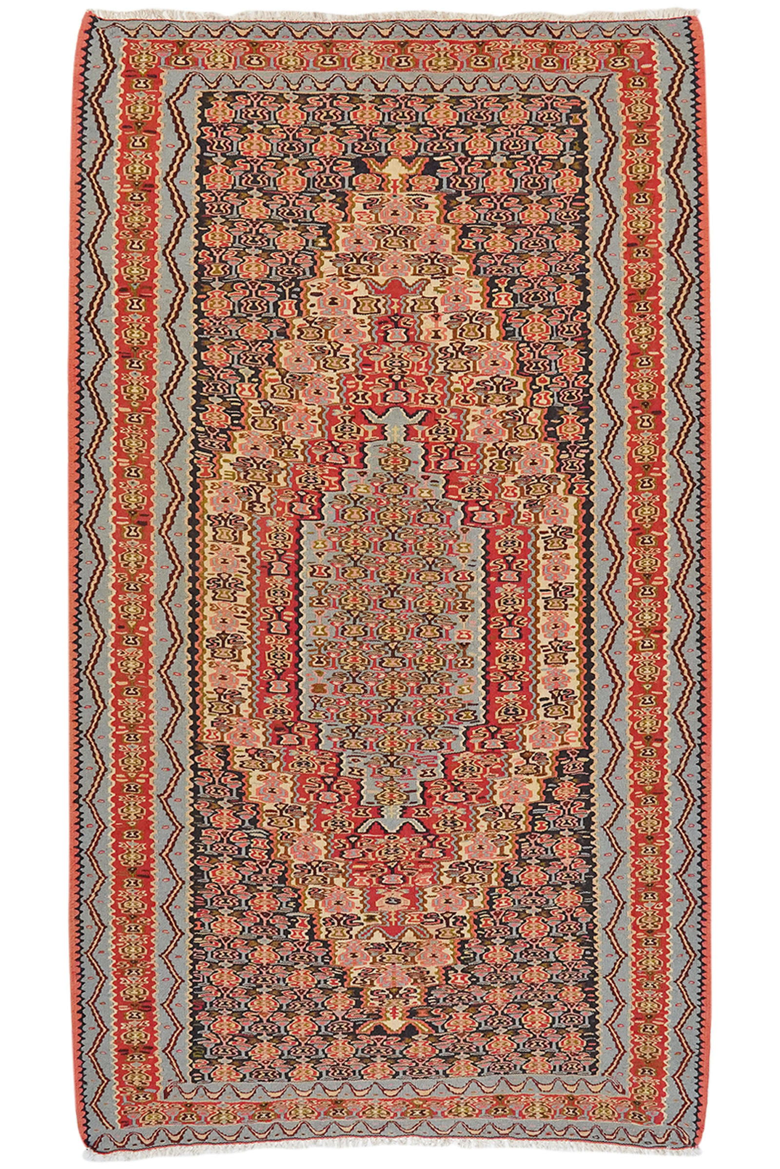 HANDWEBTEPPICH Kelim Senneh Mehrfarbig 202/113 cm Schurwolle - Multicolor, Textil (113/202cm) - Looma