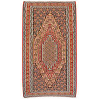 HANDWEBTEPPICH Kelim Senneh Mehrfarbig 202/113 cm Schurwolle - Multicolor, Textil (113/202cm) - Looma