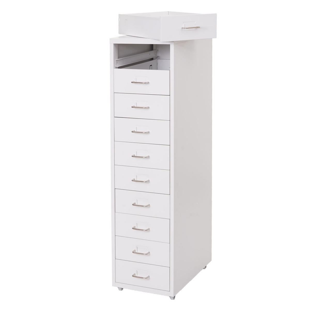 ROLLCONTAINER Housten 110x28x41cm 10 Schubladen Weiß - Weiß, Metall (28/110/41cm) - PROREGAL