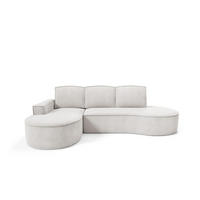ECKSOFA Flow Weiß, mit Schlaffunktion und Kissen in Curio Stoff, linke seite - Weiß, Holzwerkstoff/Textil (277/157cm) - Bettso