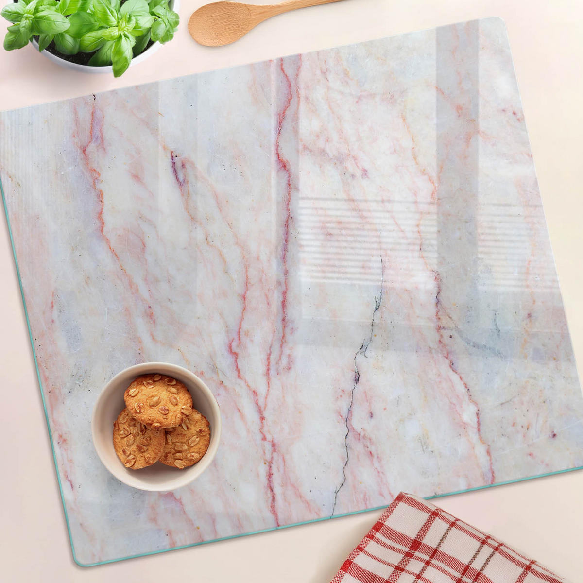 GLASPLATTE 60x52 cm Marmor - Beige, Glas (60/0.4/52cm) - TULUP
