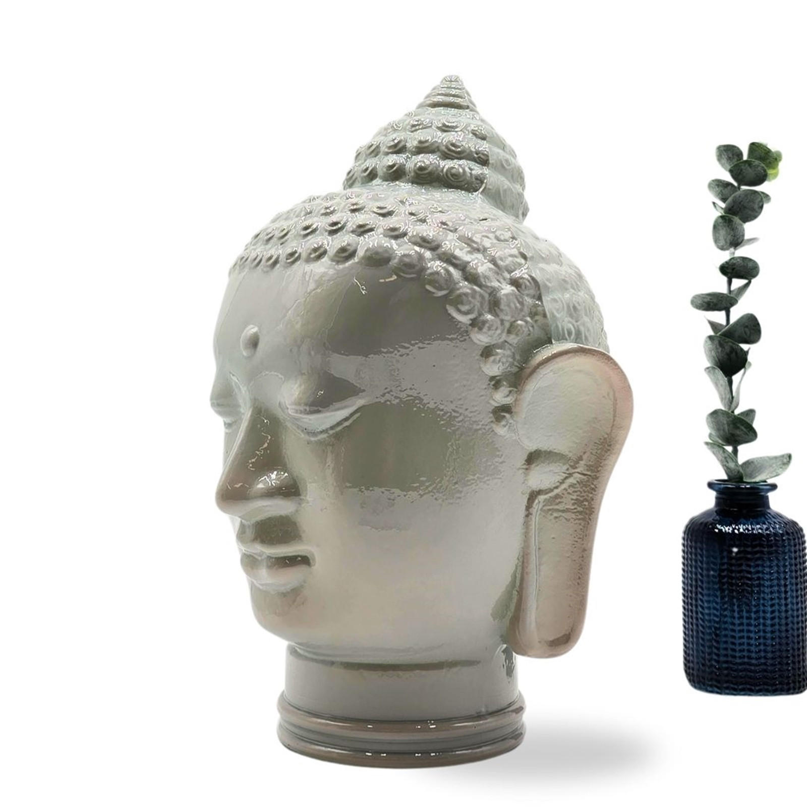 DEKO GLASKOPF THAI BUDDHA Glas, 30 cm Höhe OP3 hellgrau - Hellgrau, Glas (19/30/19cm) - DESIGN DELIGHTS