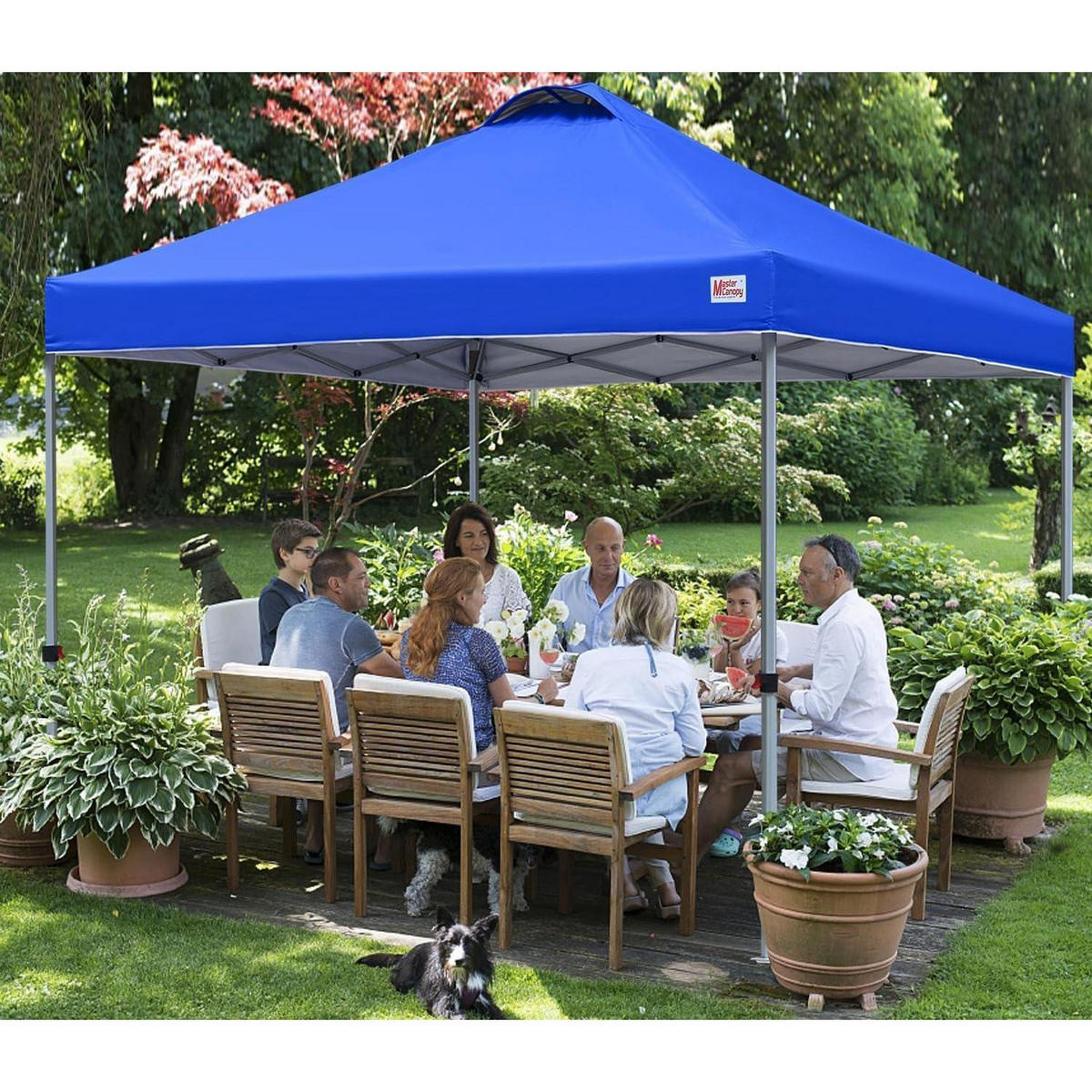 PAVILLON 2,5 x 2,5 m Schnellaufbau 3-fach höhenverstellbar Blau - Blau, Textil (250/270/250cm)