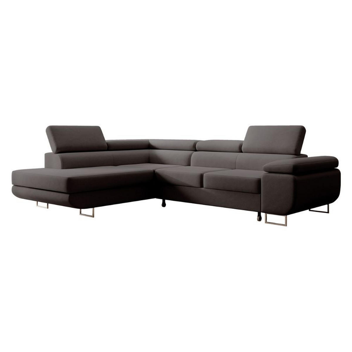 ECKSOFA Stevil Dunkelgrau Velours - Dunkelgrau/Silberfarben, Textil/Metall (275/203cm) - Selsey