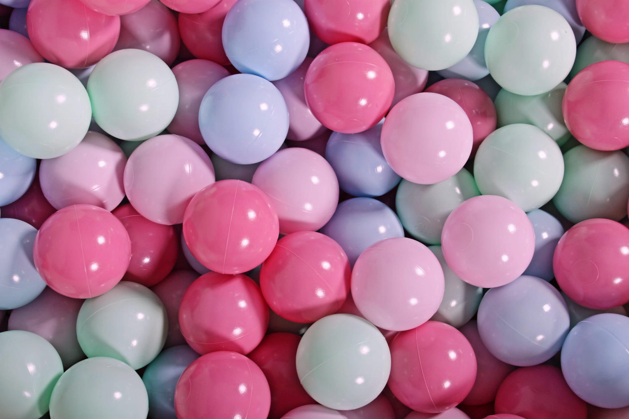 BÄLLE für Bällebad, Spielbälle, Plastikbälle für Kinder Set 50 pcs.: Pastellrosa/Hellrosa/Mint/Blau - Blau, Textil (7/7/7cm) - MeowBaby