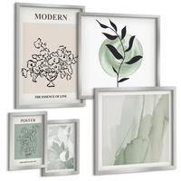BILDER SET 5er Set - 50x50 cm & 20x30 cm & 40x60 cm Silberner Rahmen - Blumen in einer modernen Vase - Silberfarben, Kunststoff (40/60cm) - TULUP