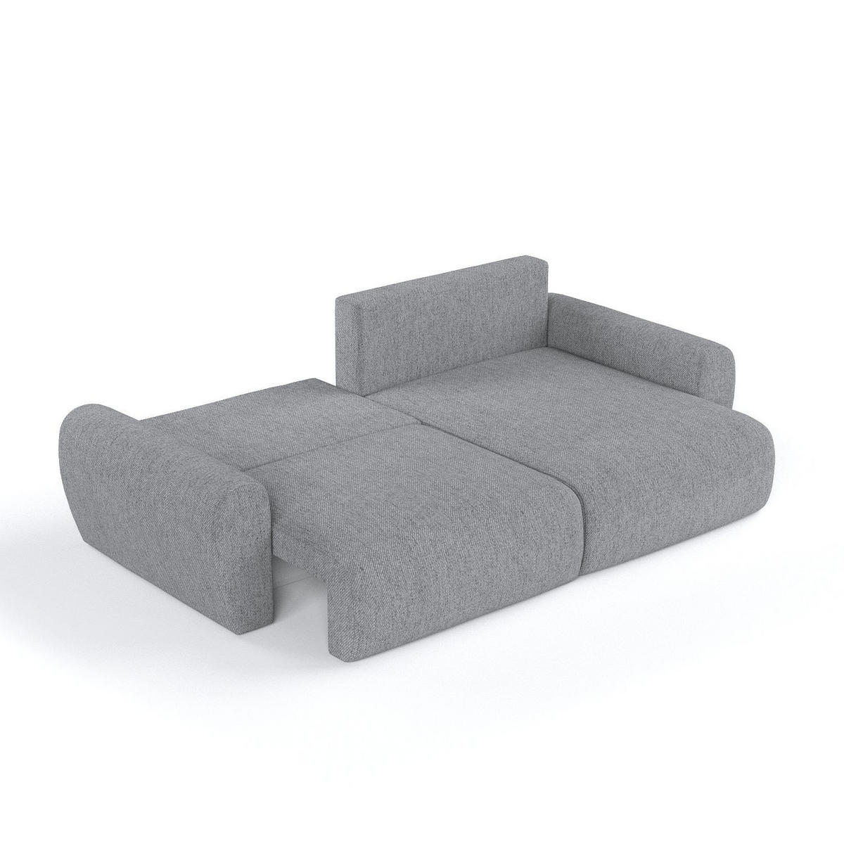 ECKSOFA OMARI mit Schlaffunktion Grau im Neve Stoff - Schwarz/Grau, Holz/Holzwerkstoff (253/153cm) - AltaBeds