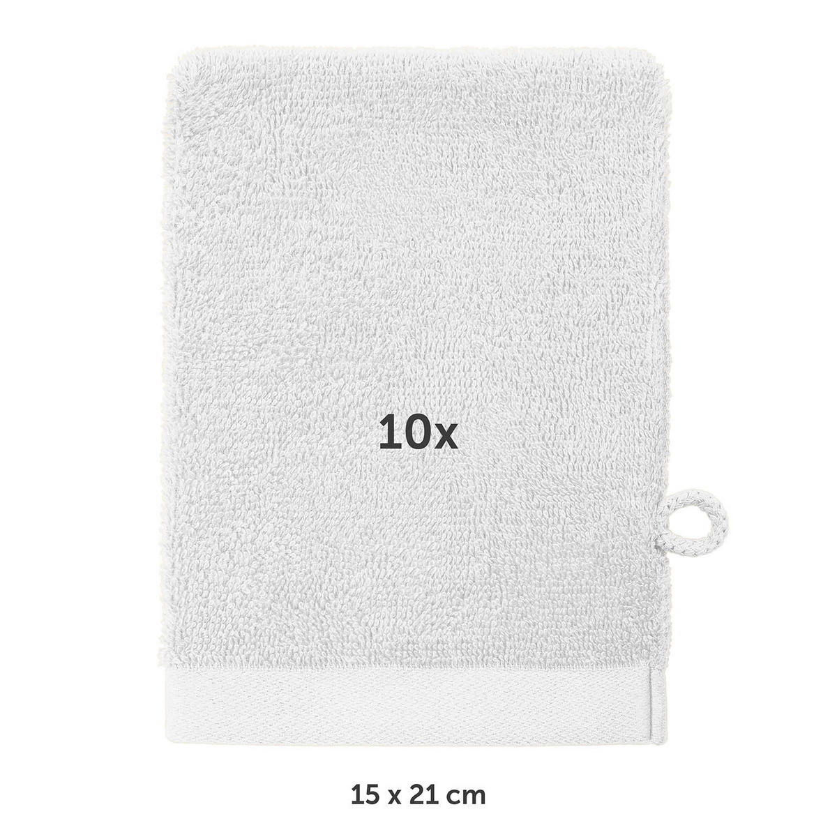 WASCHLAPPEN 10er-Set, 10x Waschlappen 15/20 cm, Weiß - Weiß, Textil (15/20cm) - Blumtal