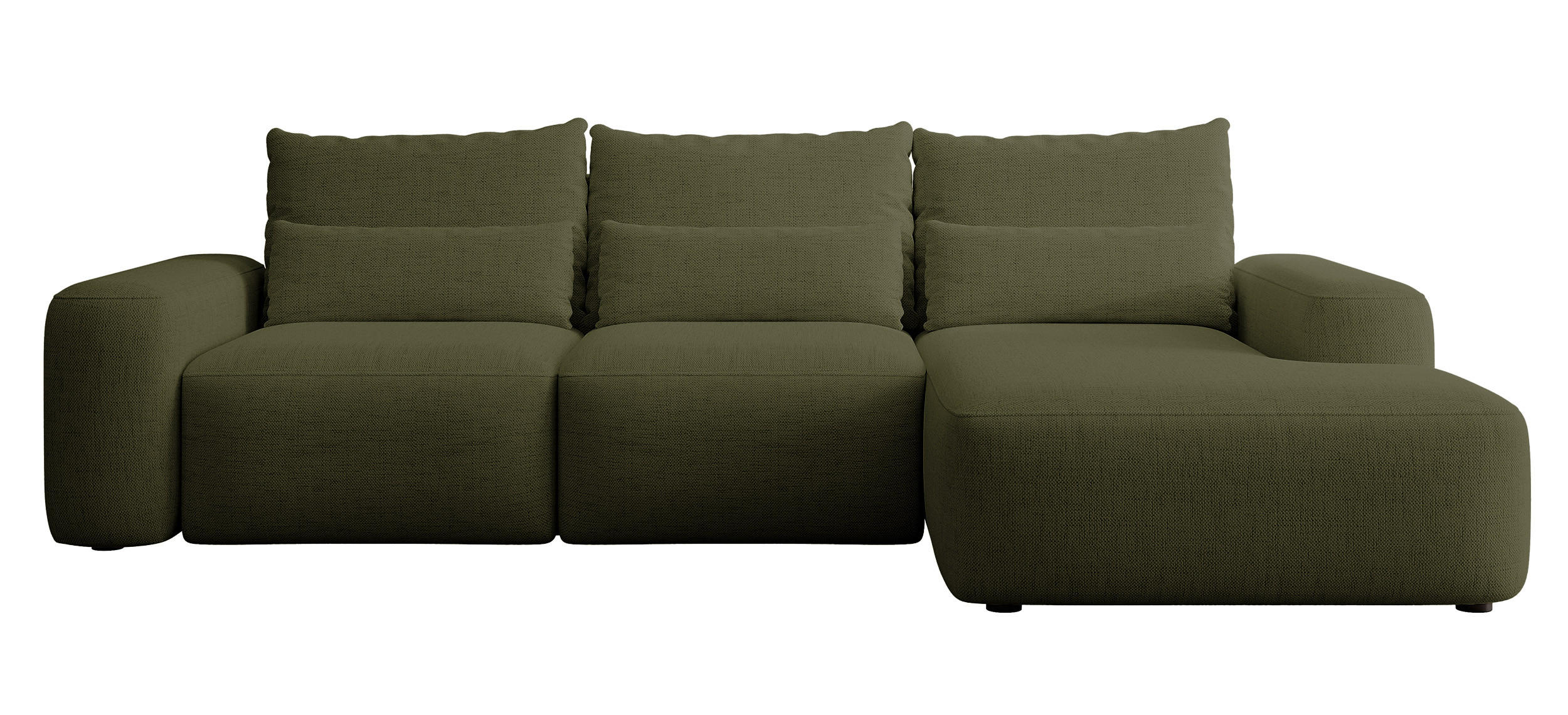 ECKSOFA Carnos Chenille-Bezug in Olivgrün - Olivgrün, Textil (264/162cm) - Selsey