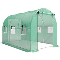 GEWÄCHSHAUS aus Polyethylen 200x300x200 cm in Grün mit 2 Türen & 6 Netzfenstern - Grün, Kunststoff (200/200/300cm) - Modfu