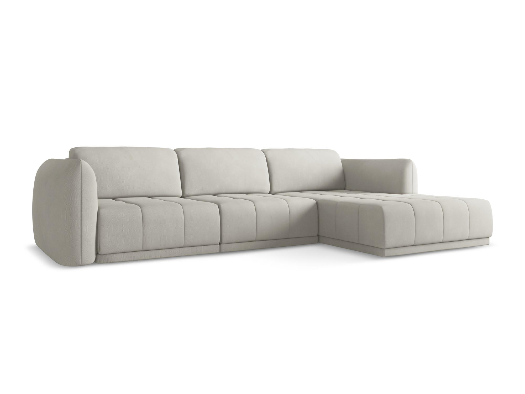 ECKSOFA Rechts Chenille Stoff Beige - Beige/Schwarz, Kunststoff/Textil (290/170cm) - Makamii