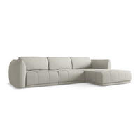 ECKSOFA Rechts Chenille Stoff Beige - Beige/Schwarz, Kunststoff/Textil (290/170cm) - Makamii