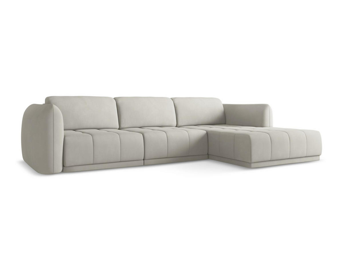ECKSOFA Rechts Chenille Stoff Beige - Beige/Schwarz, Kunststoff/Textil (290/170cm) - Makamii