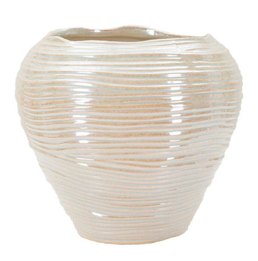 DEKOVASE Perly, perlmuttfarben, Keramik, 27 x 27 x 24 cm, rund - Perlmutt, Keramik (24cm) - Mauro Ferretti