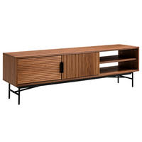 TV-LOWBOARD KNIVS - 160 CM - Walnussfarben/Schwarz, Holzwerkstoff (160/50/40cm) - home24