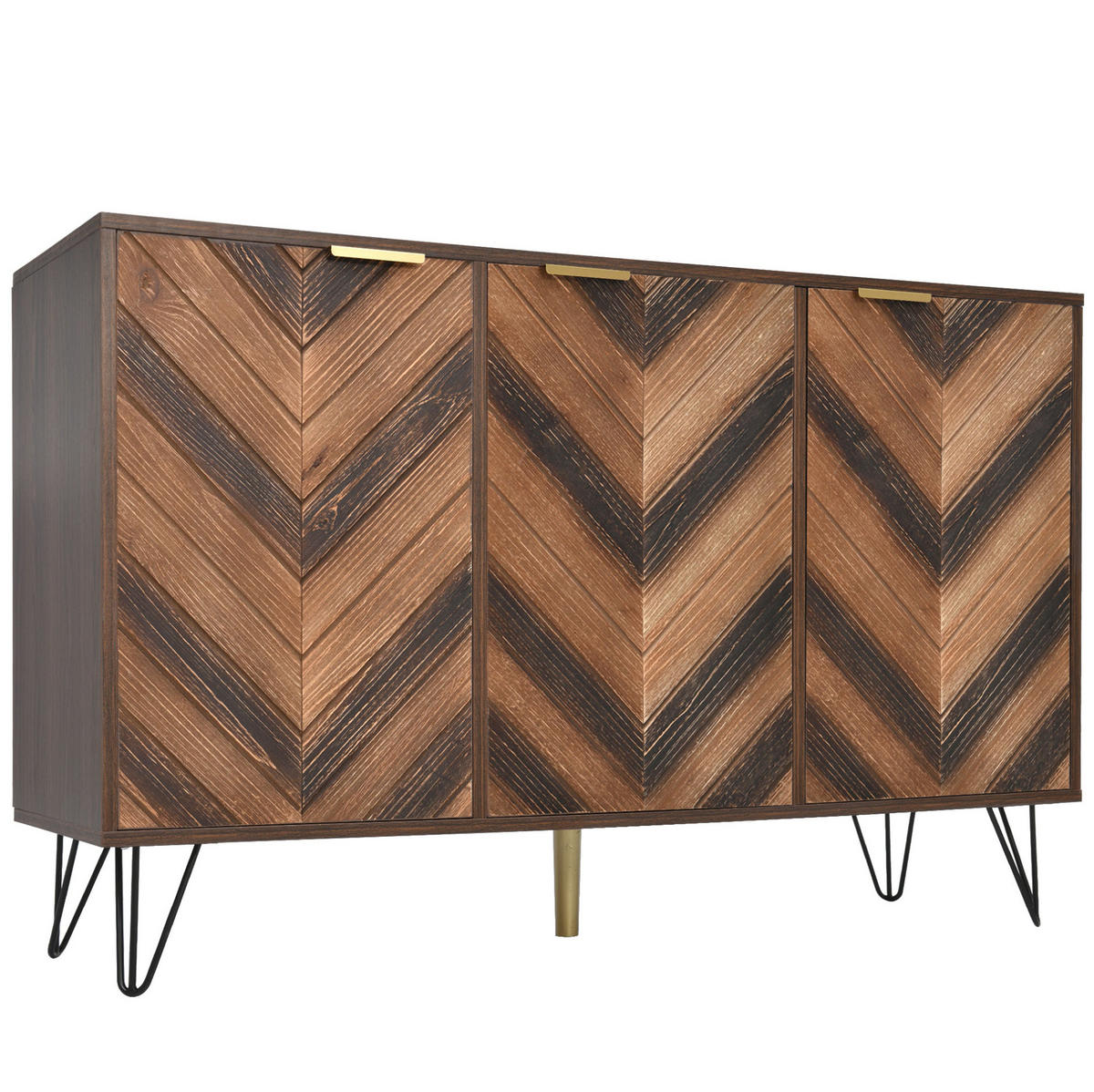 SIDEBOARD,120/38/76,5 cm, dřevodekor v přírodní a černé barvě, 3dveřová - přírodní, kompozitní dřevo (120/76.5/38cm) - Modenvie