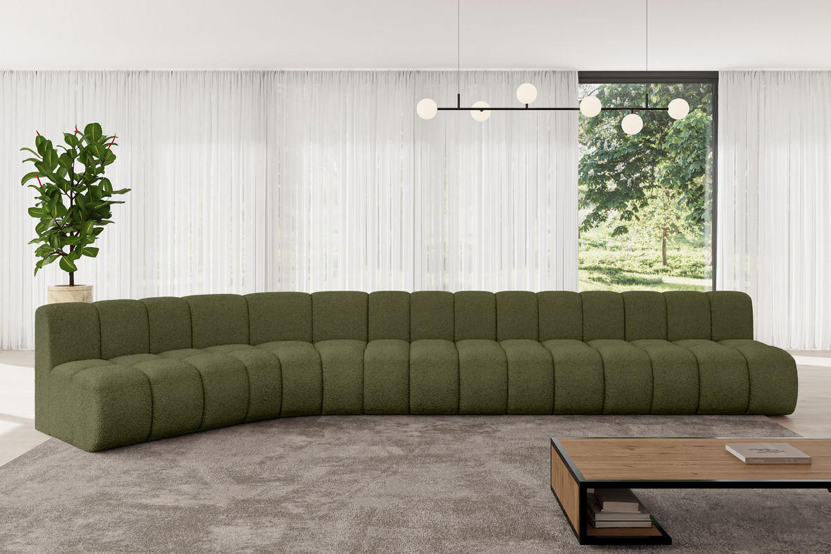 ECKSOFA modulares Sofa Montra-L3 - 472x174x70 cm Grün - Grün, Holzwerkstoff/Textil (472/174cm) - ALTDECOR
