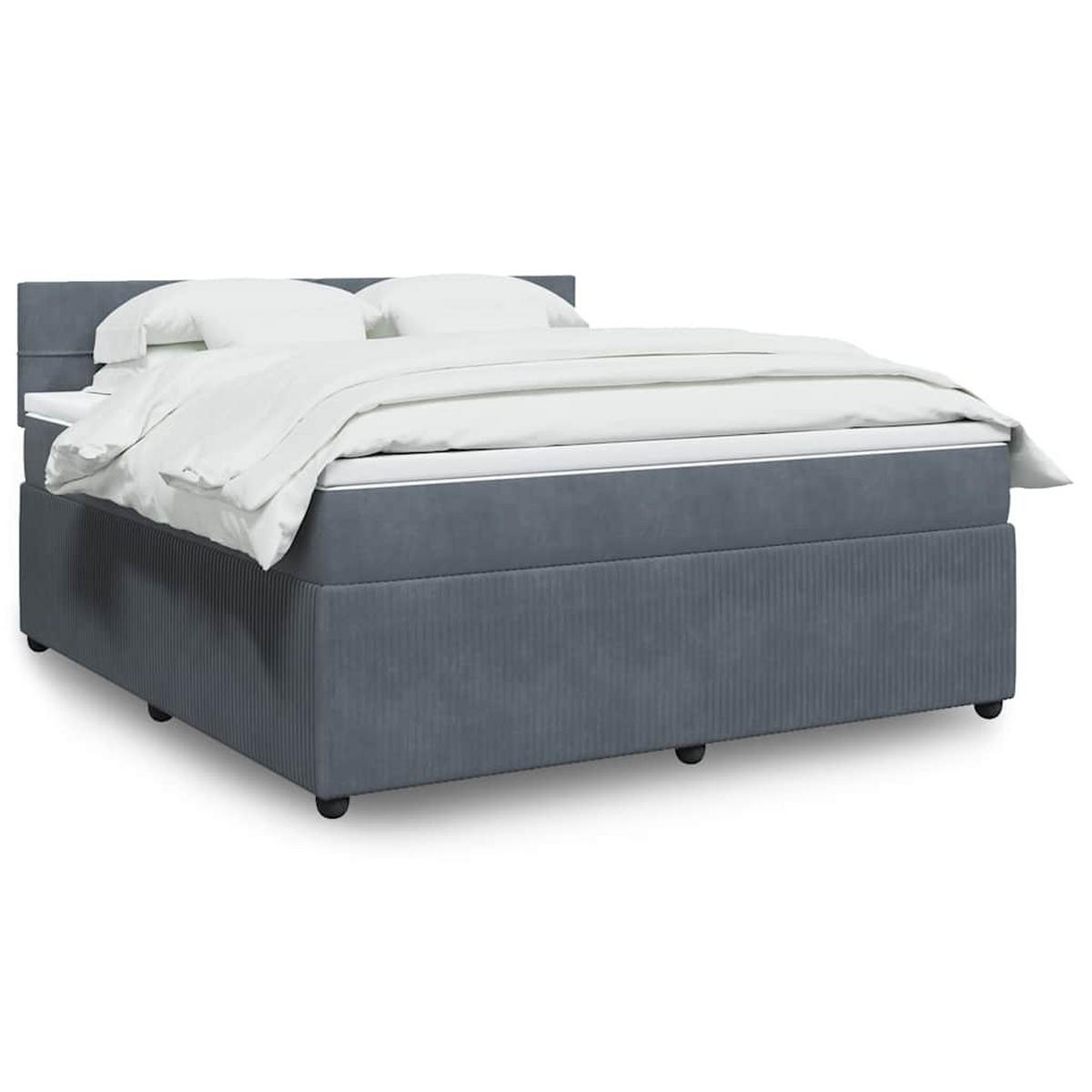 BOXSPRINGBETT Mit Matratze Dunkelgrau 180/200 Cm Samt - Grau, Textil (180/200cm) - vidaXL