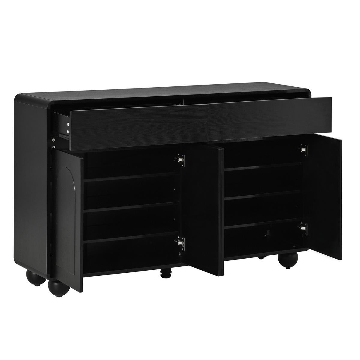 SIDEBOARD Schwarz 140/38/89 cm 4 Türen 2 Schubladen - Schwarz, Holzwerkstoff (140/89/38cm) - PANGIVO
