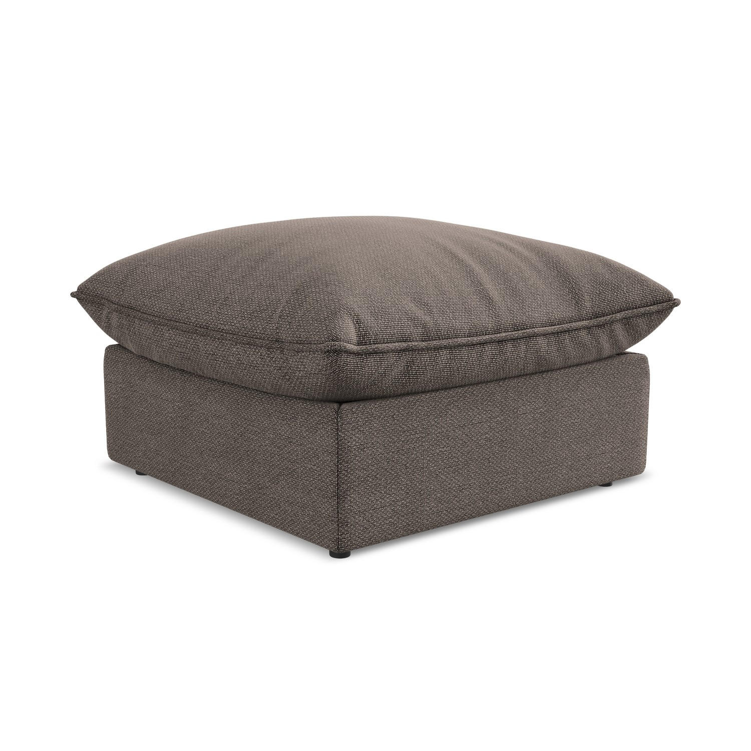 POUF Bouclé Stoff Braun - Schwarz/Braun, Holzwerkstoff/Kunststoff (75/45/75cm) - LaMiaSofa