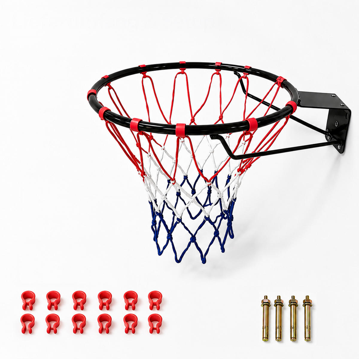 BASKETBALLKORB Schwarz Wandmontage 45 cm - Multicolor, Textil/Metall (45cm) - Relaxdays