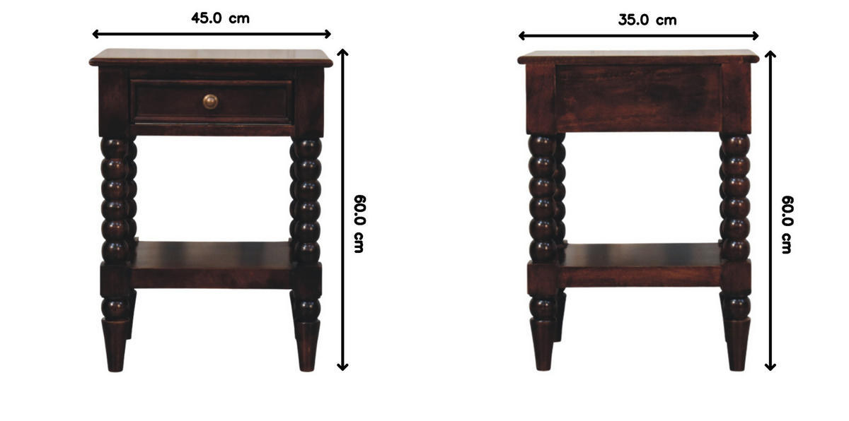 NACHTKASTEN Vienna, 1 Schublade und Offenes Regal, Dunkelbraun - Dunkelbraun/Messingfarben, Holz/Metall (45/60/35cm) - Artisan Furniture