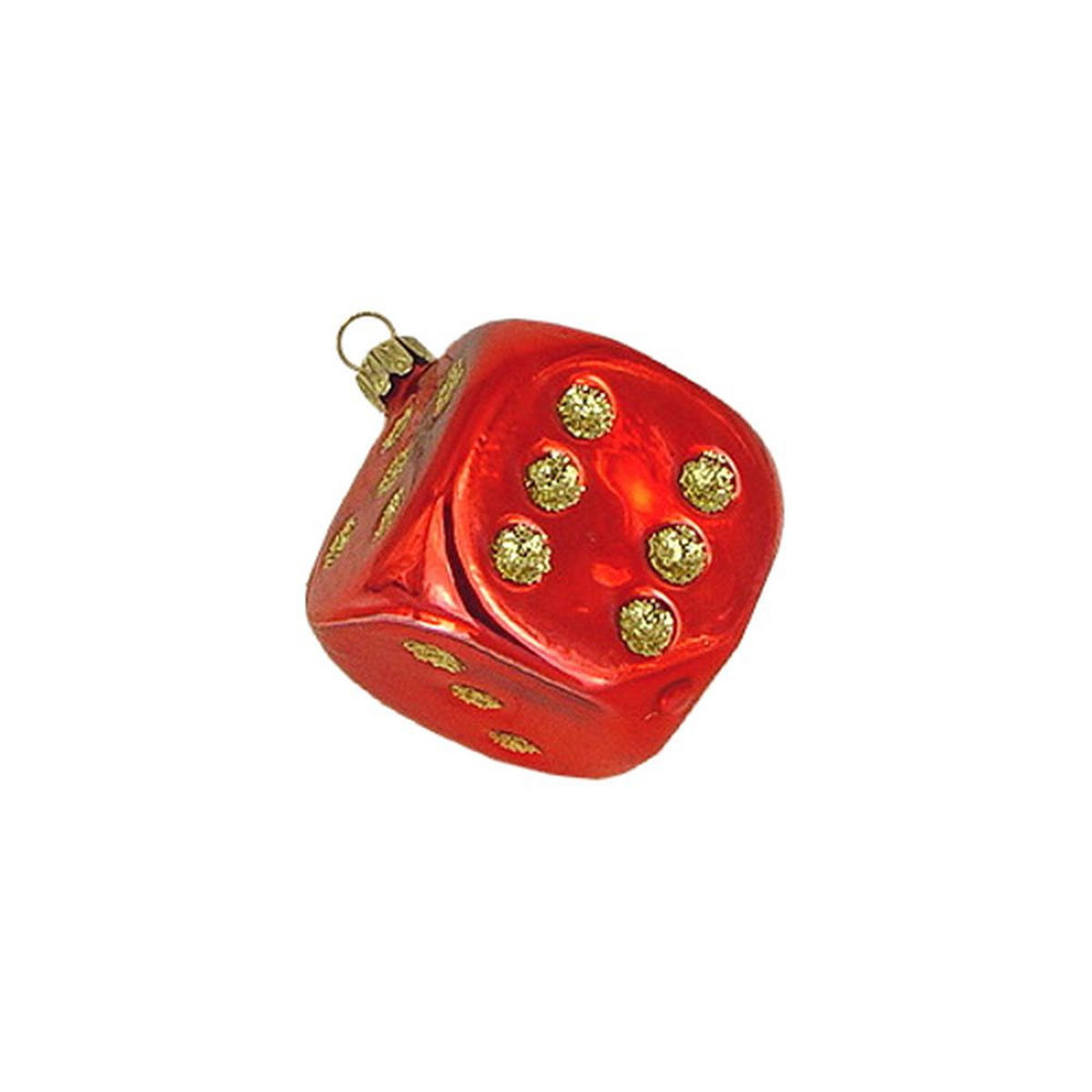 CHRISTBAUMSCHMUCK Kleiner Würfel Rot & Gold 8 cm - Multicolor, Metall (0.1/8/0.1cm)