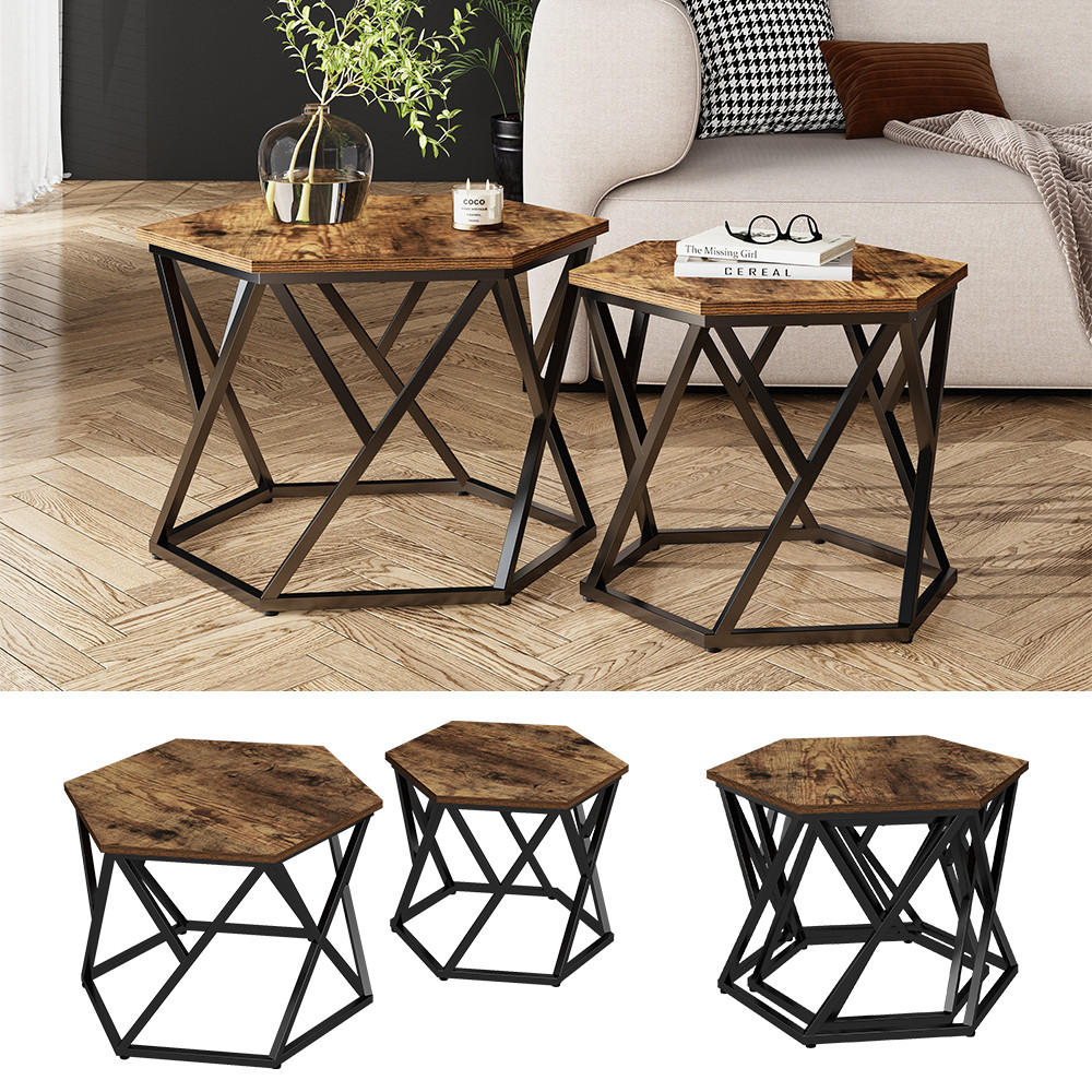 COUCHTISCH-SET Fyrk Eiche rustikal 57 x 57 cm 2er-Set - Wildeiche, Holzwerkstoff (57/57/42cm) - Vicco