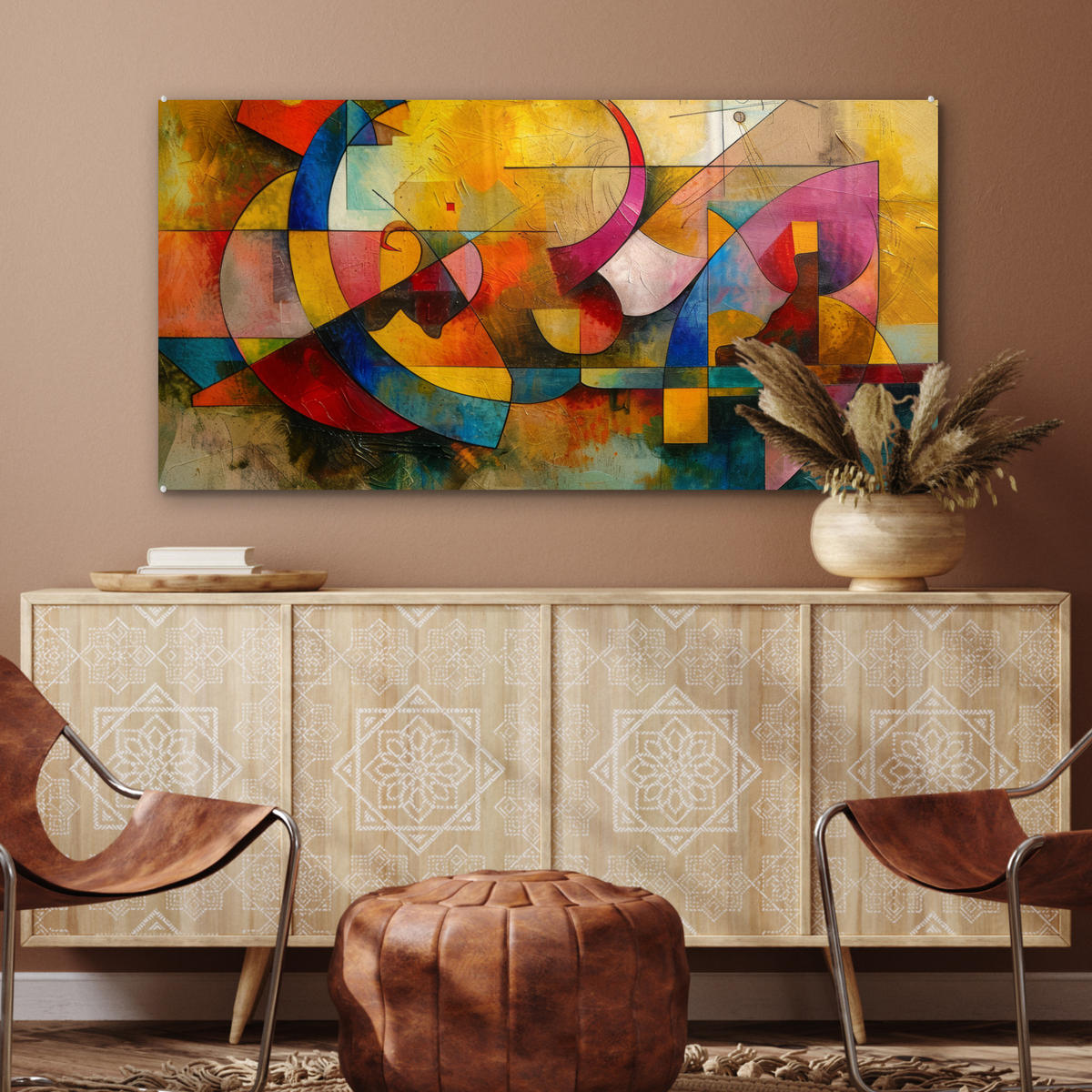 ACRYLGLASBILD Kunst - Abstrakt - Modern 120x60 cm - Gelb, Glas (120/60cm) - MuchoWow