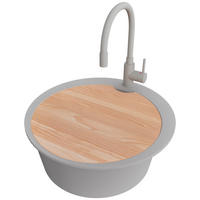 GRANITSPÜLE Pisa Max, 2-er set Grau 53/53 cm 1 Becken + Küchenarmatur 38/14 cm + Ablauf-Set + Schneidebrett ab 50er Unterschrank - Beige/Grau, Kunststoff (53/20/53cm) - Primagran