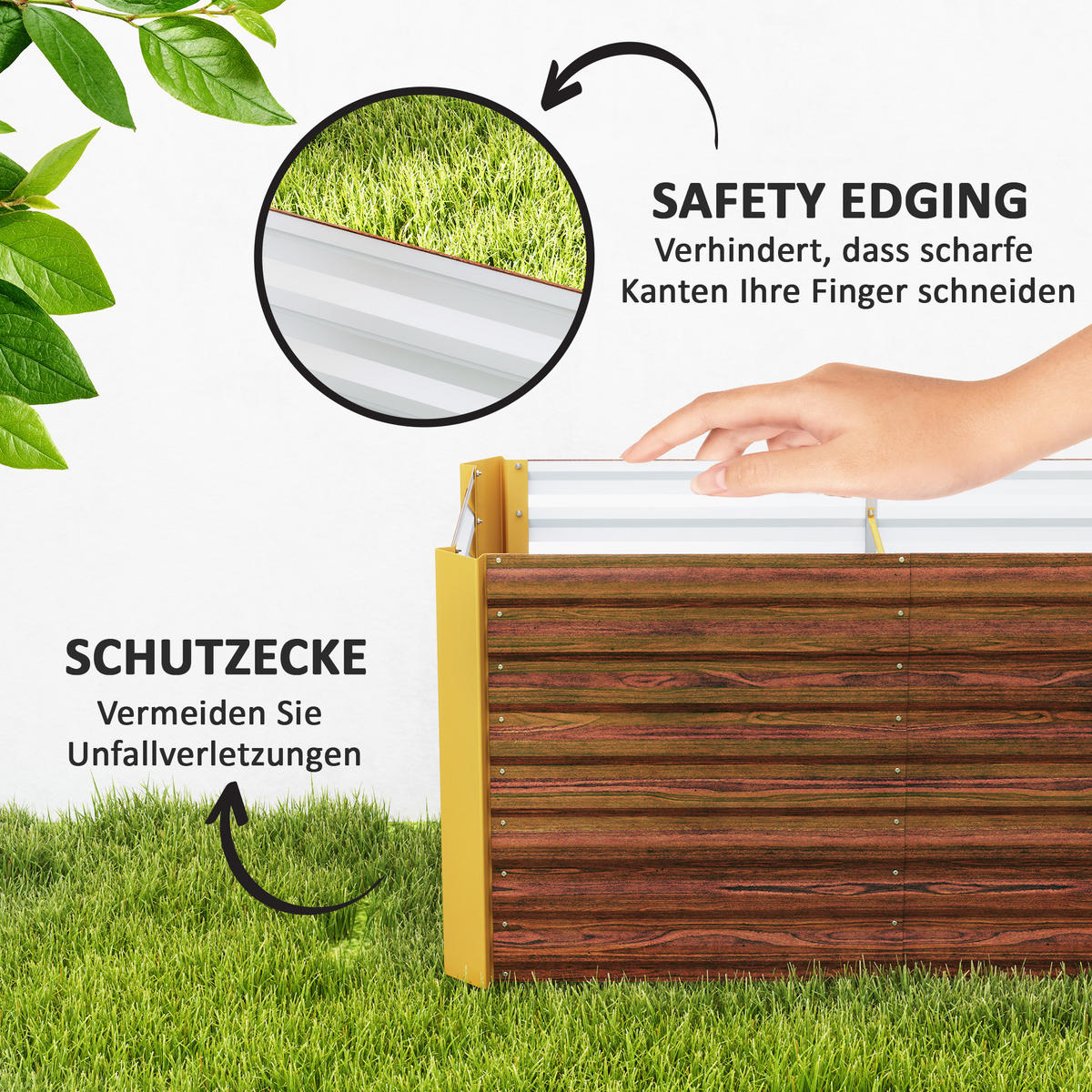 HOCHBEET-SET, 120L x 60B x 60H cm - Braun, Metall (60/60/120cm) - Outsunny