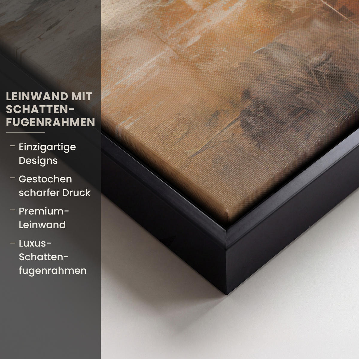 LEINWAND Bilder mit Rahmen - Kunst - Industriell - Grau - Braun - Abstrakt - 50x50 - Sandfarben, Textil (50/50cm) - MuchoWow