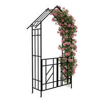 ROSENBOGEN Schwarz Eisen mit Tor 247x148 cm - Schwarz, Metall (148/247/43cm) - Relaxdays