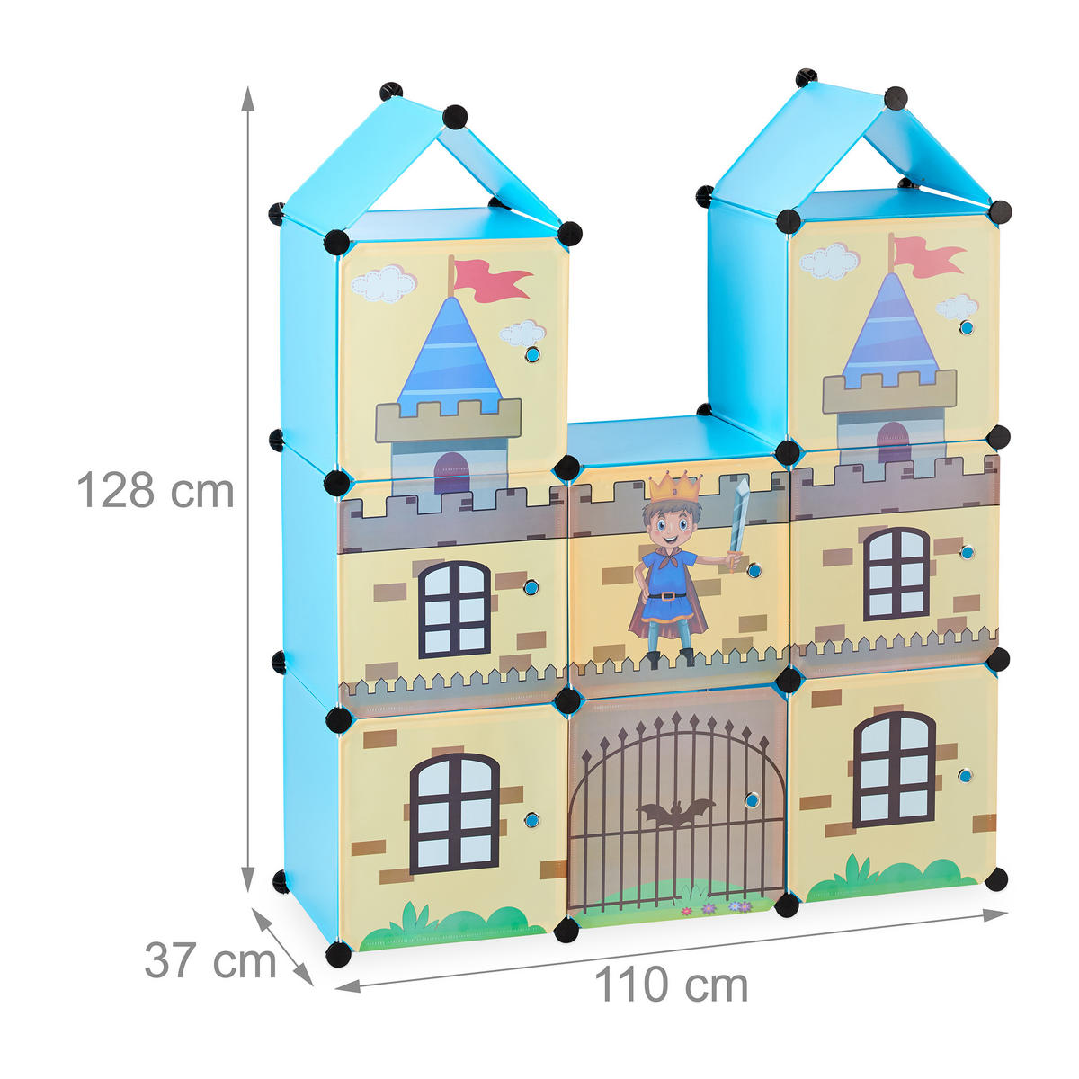 STECKREGAL Ritterburg - Multicolor, Kunststoff/Metall (110/128/37cm) - Relaxdays