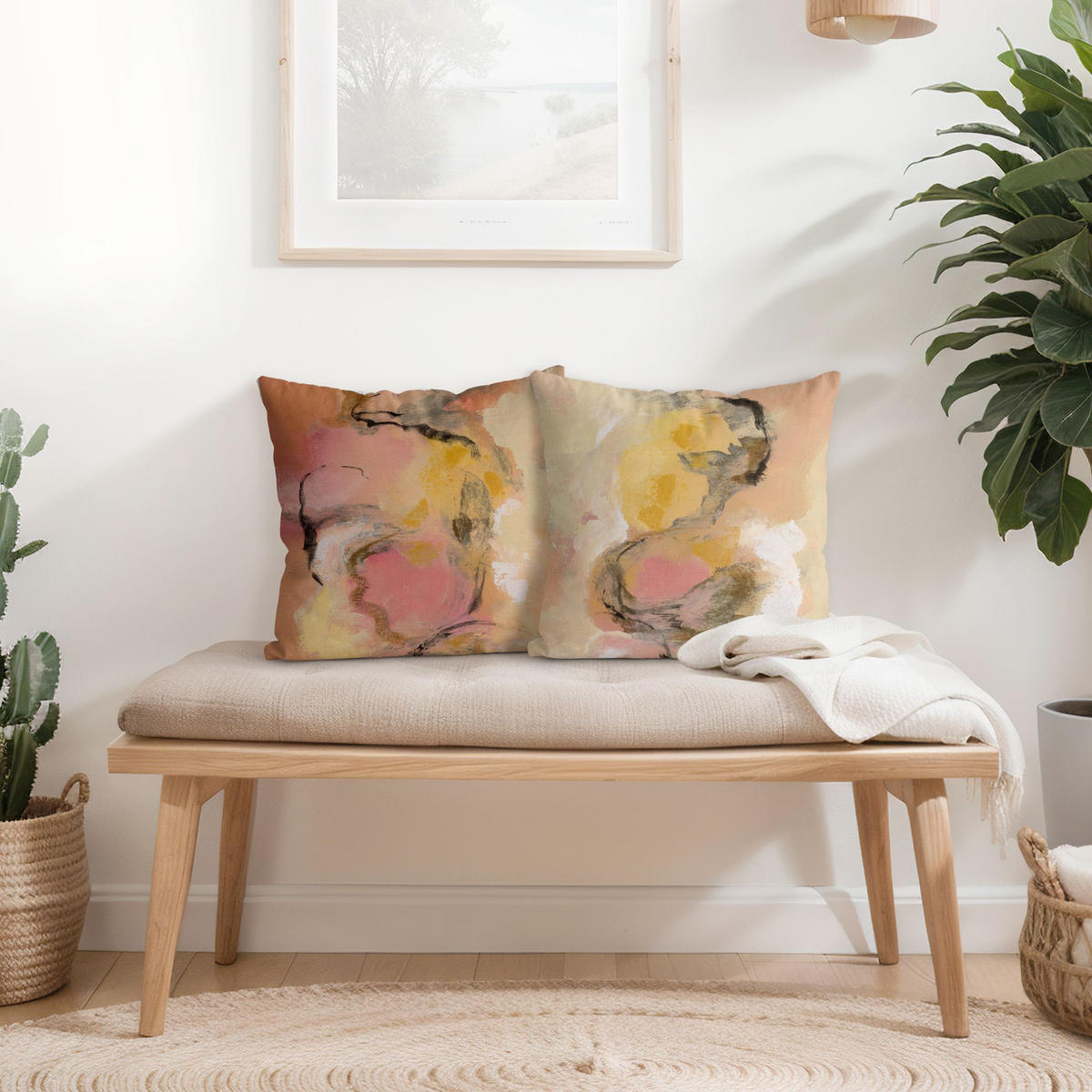 DEKOKISSEN 2er-Set Pfingstrosen-Aroma Duo 50/50 cm - Rosa, Textil (50/50cm) - Bilderwelten