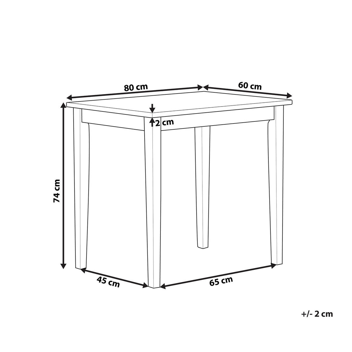 ESSTISCH Holz hellbraun/weiß 80/60 cm Battersby - Hellbraun/Weiß, Holz (80/60/74cm) - Beliani