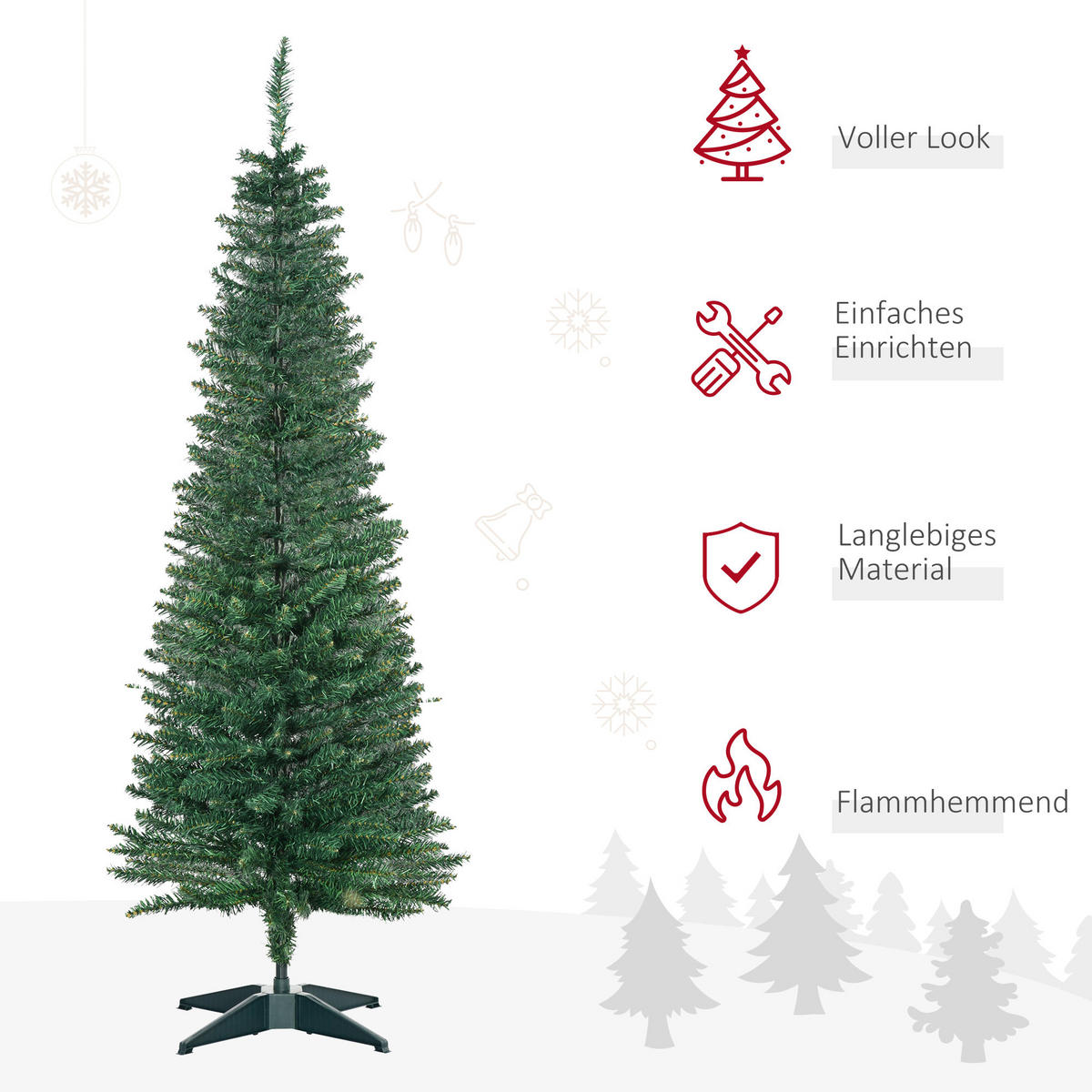 WEIHNACHTSBAUM Christbaum Kunsttanne Tannenbaum mit Beere Metallfuß PET - Grün, Kunststoff (150cm) - HOMCOM