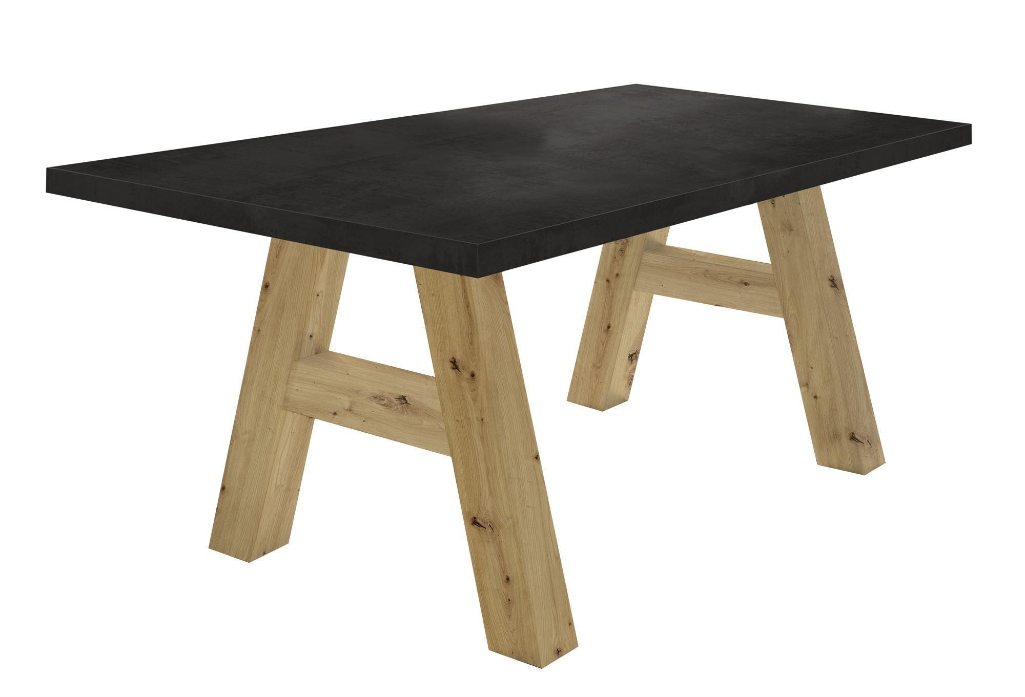 ESSZIMMERTISCH Elia 2 180 x 90 x 75 Esstisch Asteiche/Schwarzstahl - Schwarz, Holz (180/90/75cm) - 58aufmkessel