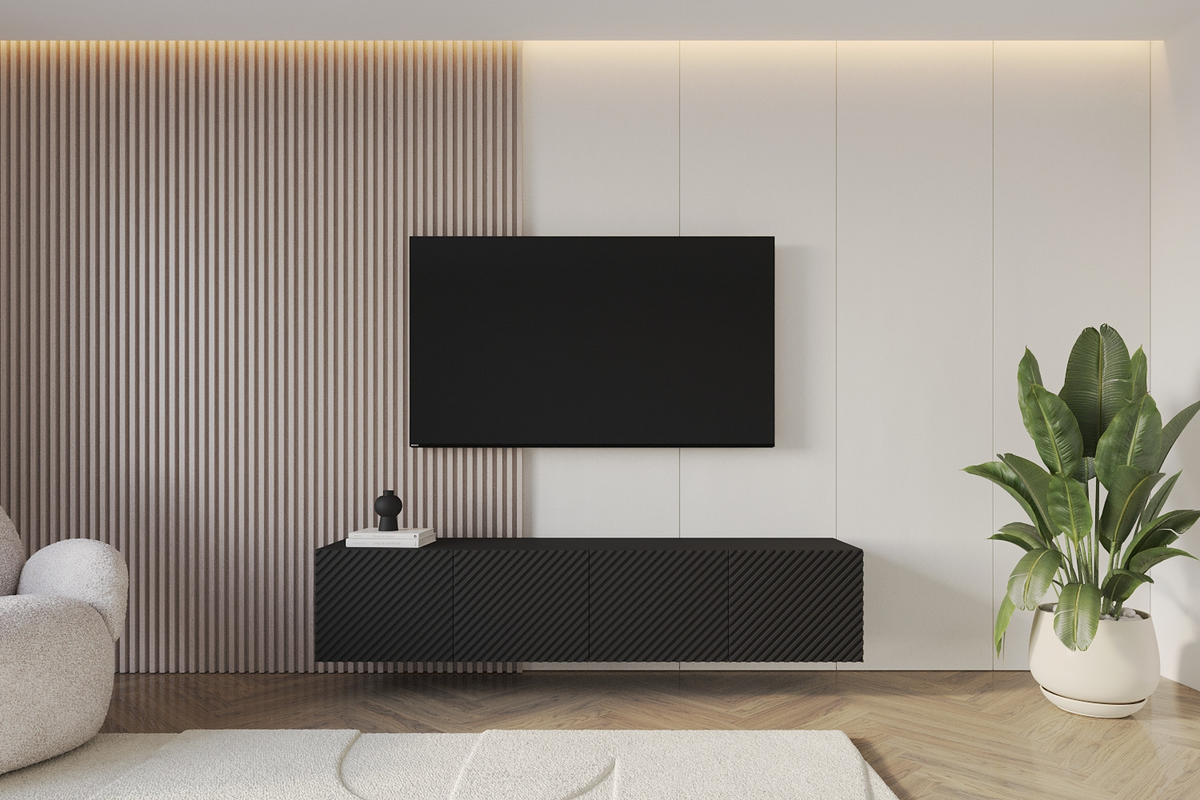 LOWBOARD ZENO-W 2x100x40x41 cm - Schwarz - Schwarz, Holzwerkstoff (200/40/41cm) - ALTDECOR