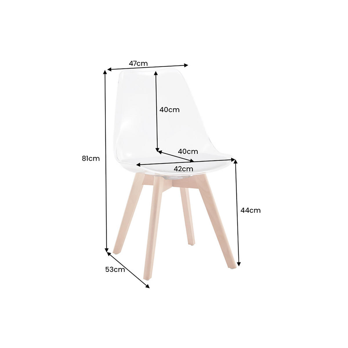 STUHL SCANDINAVIA MEISTERSTÜCK Kunstleder Weiß 80 cm - Transparent/Braun, Holz/Kunststoff (47/81/53cm) - riess-ambiente