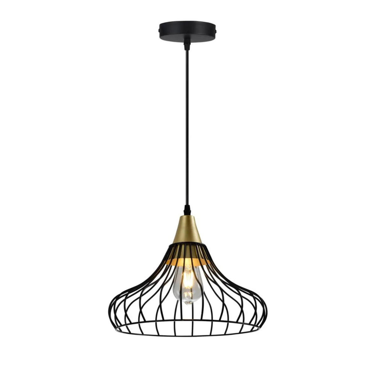PENDELLEUCHTE LOTTE Schwarz - Goldfarben/Schwarz, Metall (16.5/16.5/149cm)