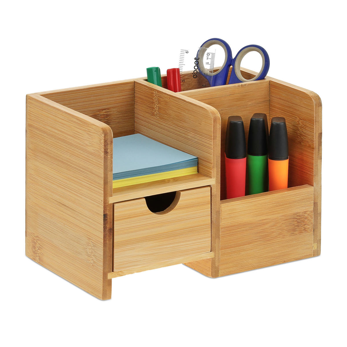 SCHREIBTISCH-ORGANIZER - Hellbraun, Holz/Holzwerkstoff (13/20.5/14cm) - Relaxdays